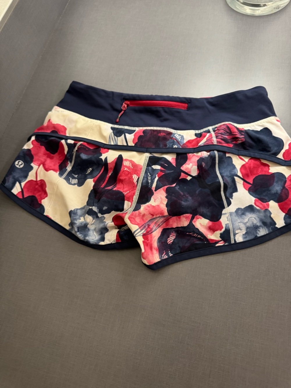 lululemon athletica Floral Athletic Shorts - Navy, Cream & Red